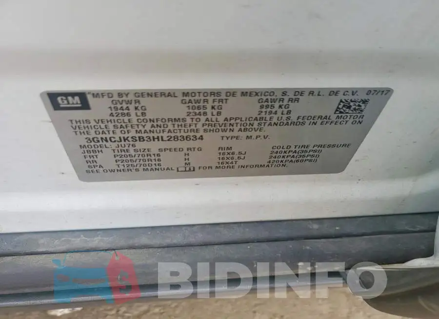 3GNCJKSB3HL283634 Photo# 13