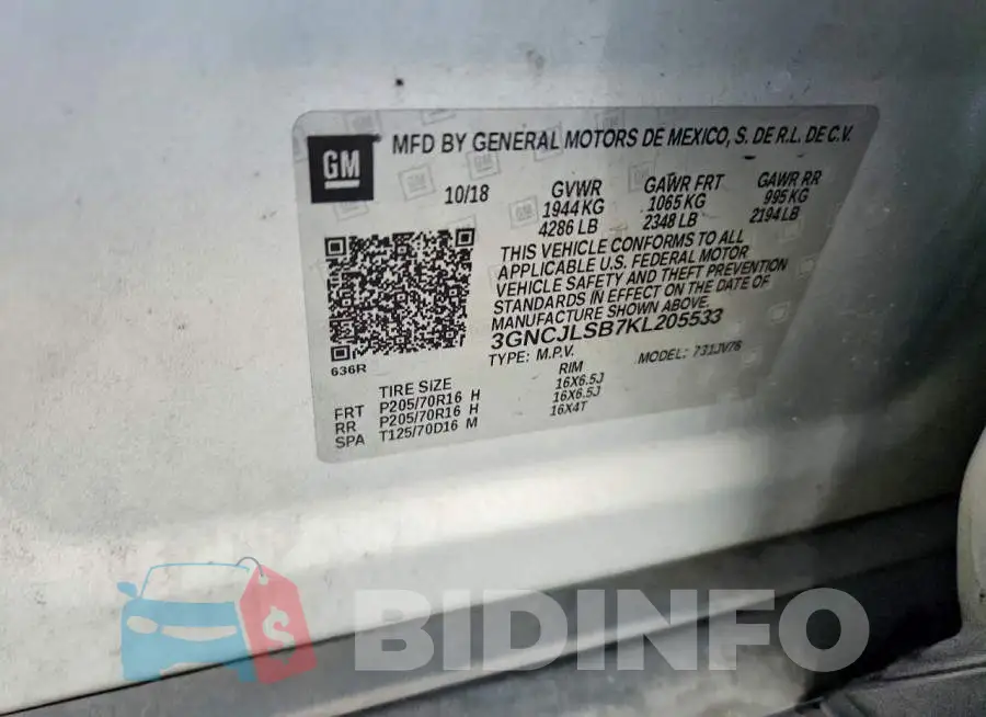 3GNCJLSB7KL205533 Photo# 13