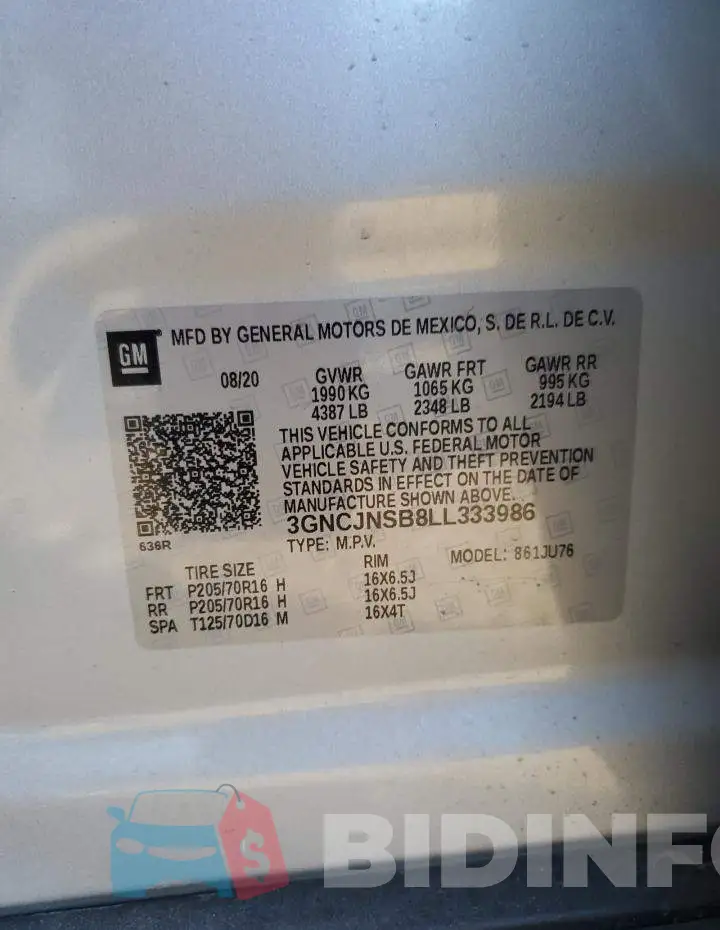 3GNCJNSB8LL333986 Photo# 13