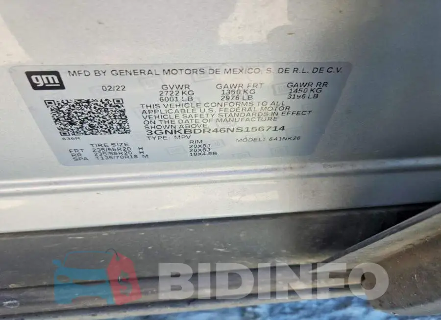 3GNKBDR46NS156714 Photo# 13