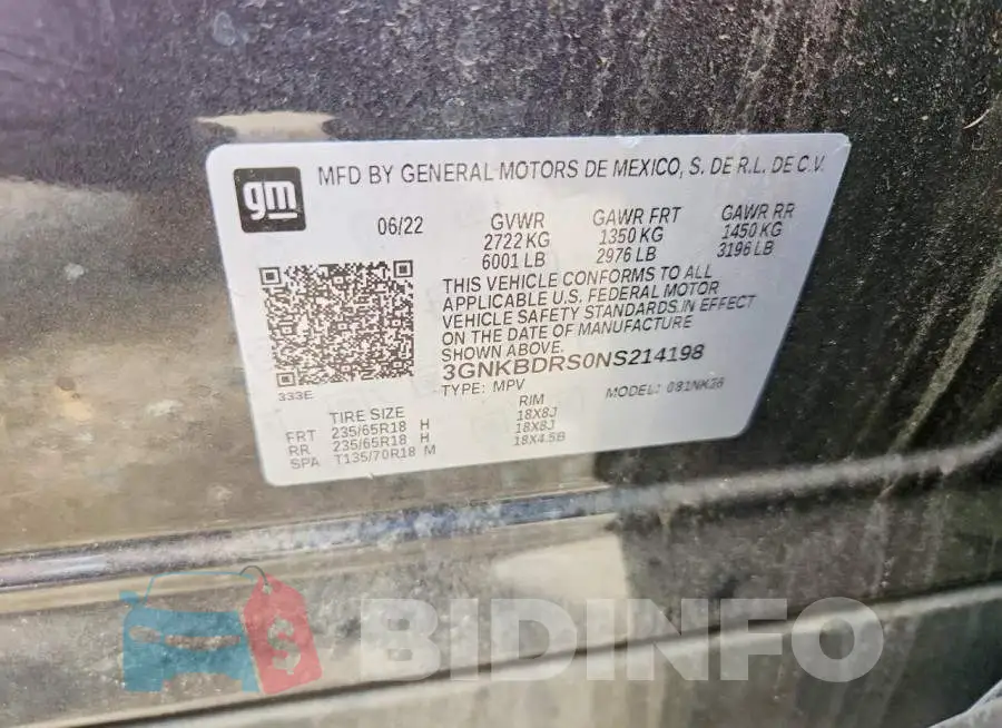 3GNKBDRS0NS214198 Photo# 12