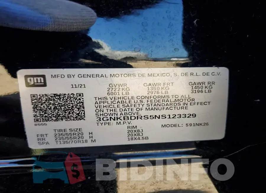3GNKBDRS5NS123329 Photo# 13