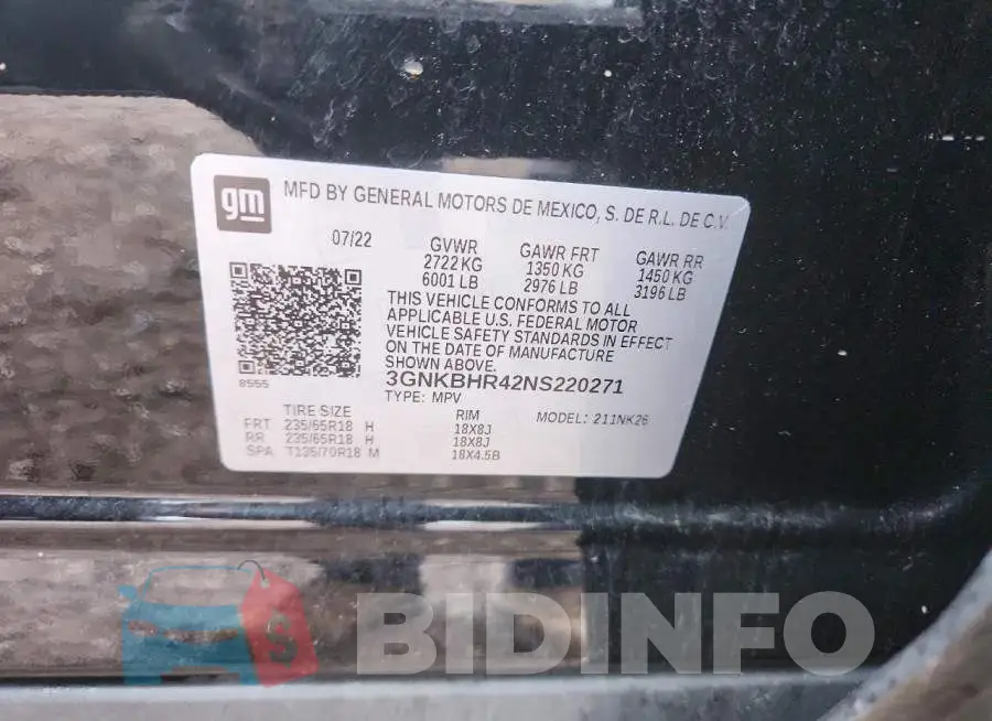 3GNKBHR42NS220271 Photo# 14