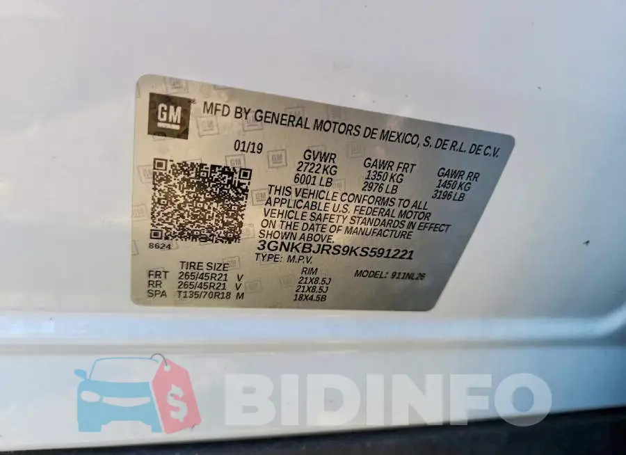 3GNKBJRS9KS591221 Photo# 12