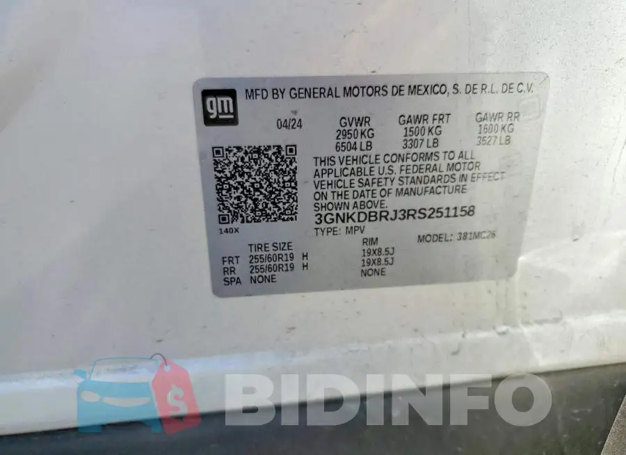 3GNKDBRJ3RS251158 Photo# 13
