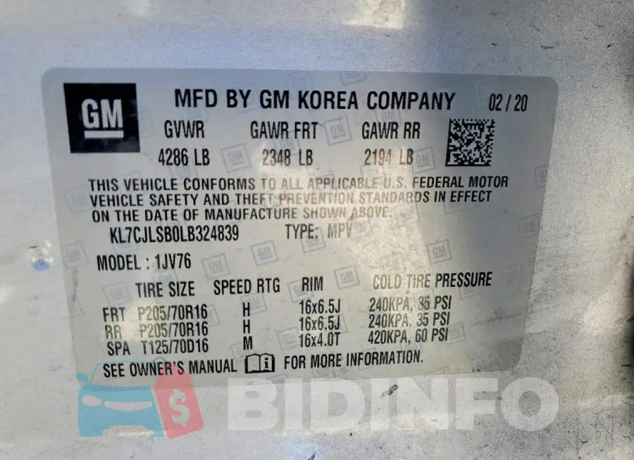 KL7CJLSB0LB324839 Photo# 13