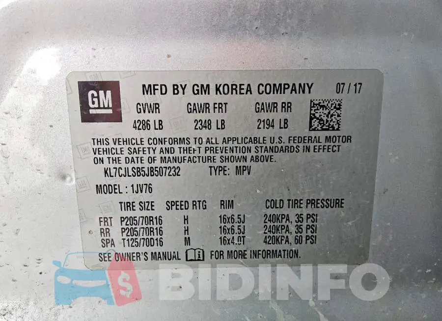 KL7CJLSB5JB507232 Photo# 13