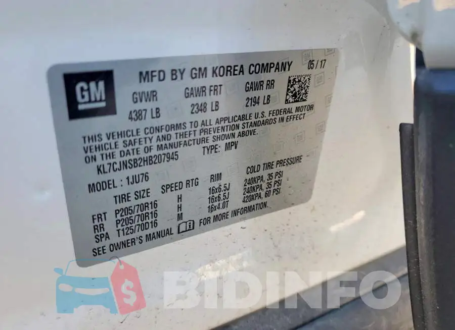 KL7CJNSB2HB207945 Photo# 13