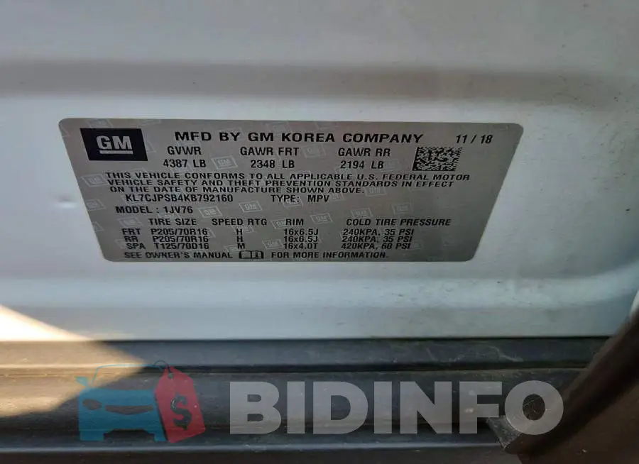 KL7CJPSB4KB792160 Photo# 13