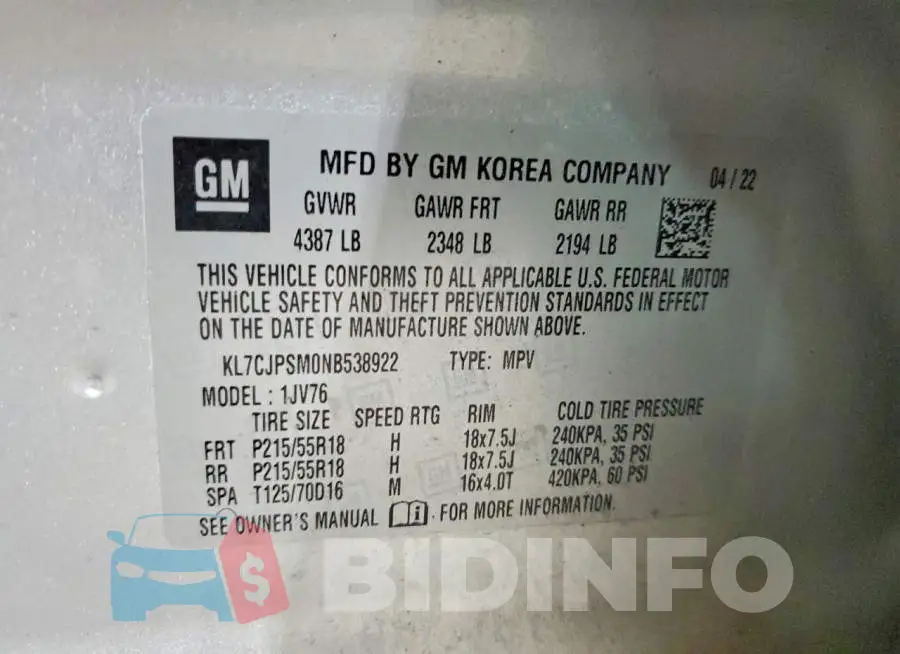 KL7CJPSM0NB538922 Photo# 13