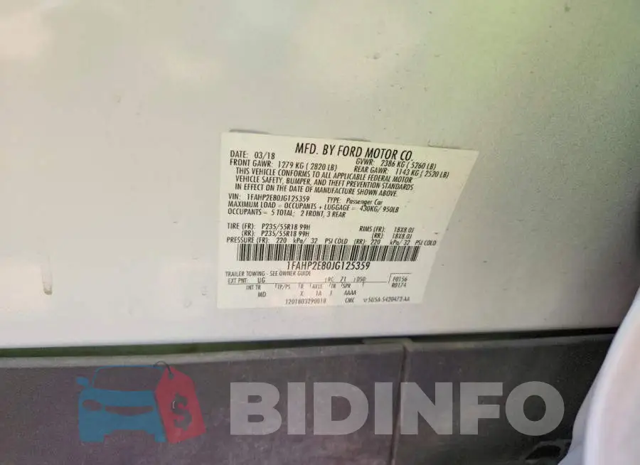 1FAHP2E80JG125359 Photo# 12