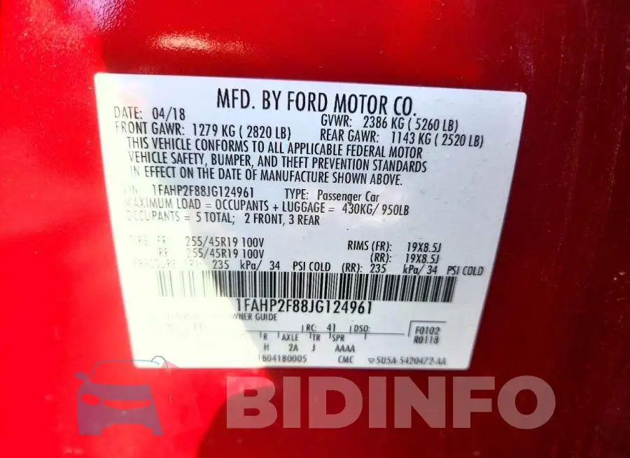 1FAHP2F88JG124961 Photo# 13