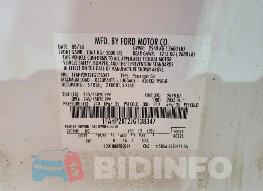 1FAHP2KT2JG138347 Photo# 12