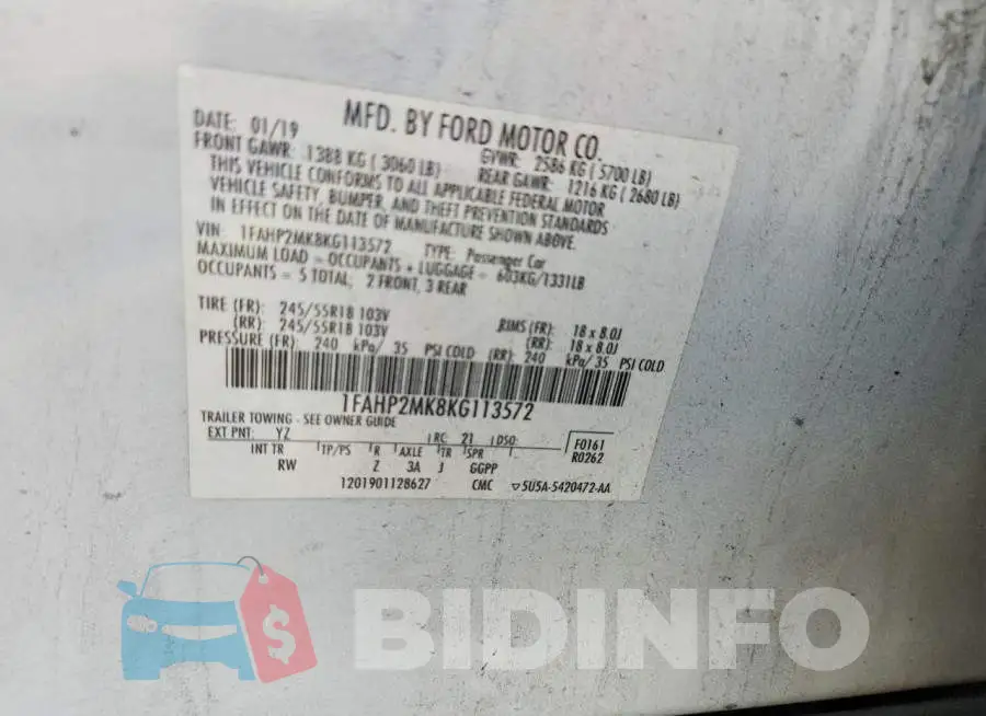 1FAHP2MK8KG113572 Photo# 12