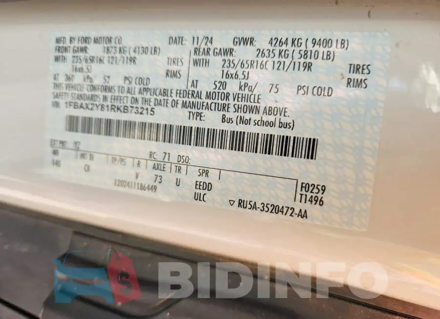 1FBAX2Y81RKB73215 Photo# 13