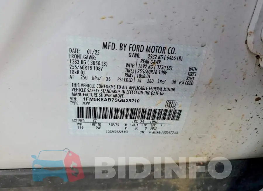 1FM5K8AB7SGB28210 Photo# 13
