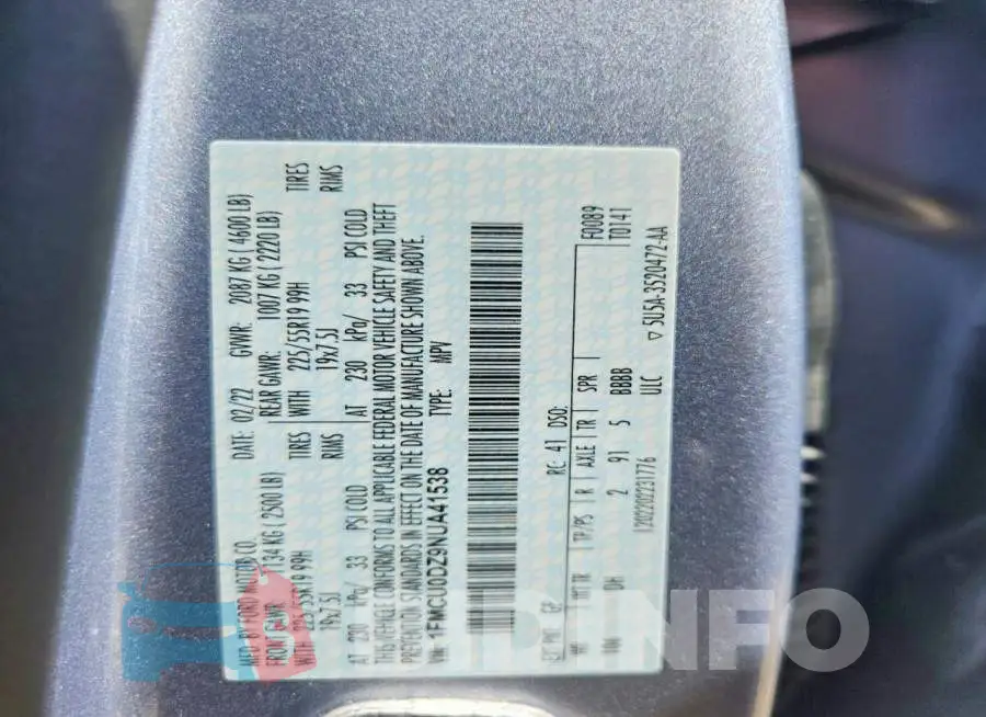 1FMCU0DZ9NUA41538 Photo# 12