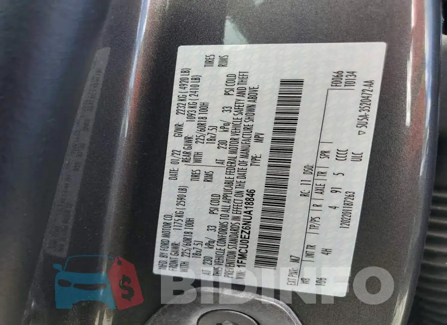 1FMCU0EZ6NUA18846 Photo# 14