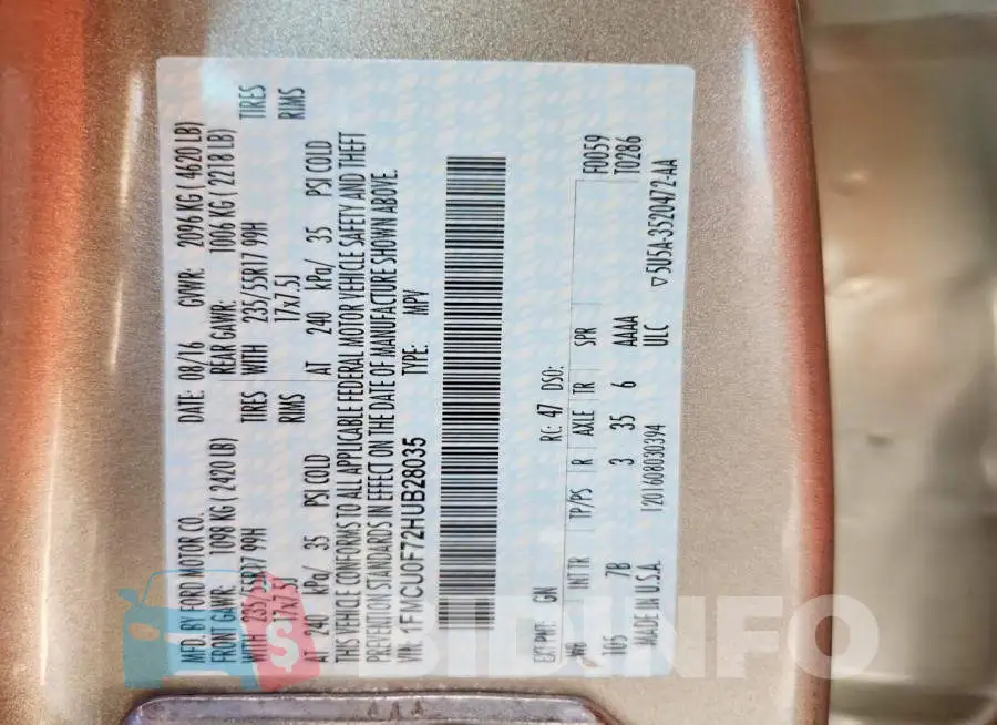 1FMCU0F72HUB28035 Photo# 13