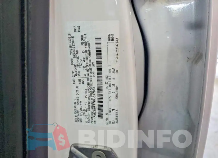 1FMCU0F77KUC47030 Photo# 12
