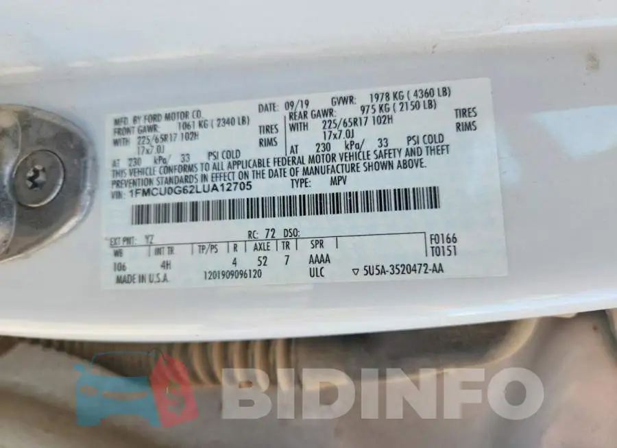 1FMCU0G62LUA12705 Photo# 14
