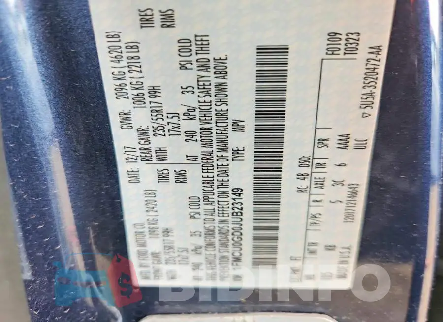 1FMCU0GD0JUB23149 Photo# 13