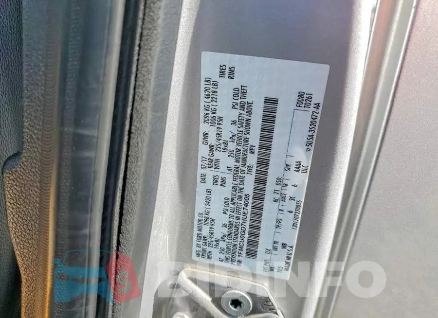 1FMCU0GD7HUE74005 Photo# 13