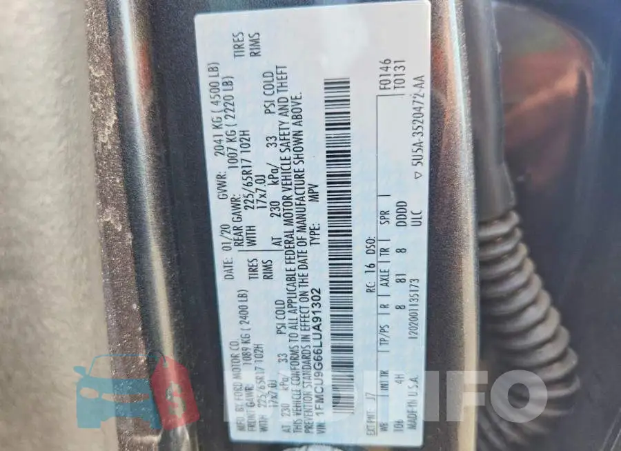 1FMCU9G66LUA91302 Photo# 13
