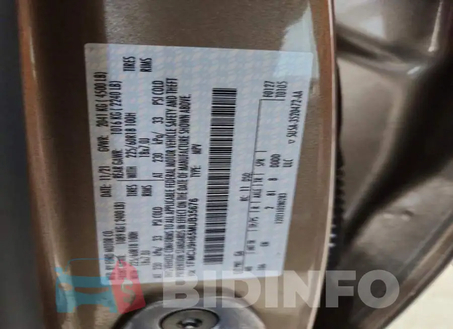 1FMCU9H65MUB35676 Photo# 14