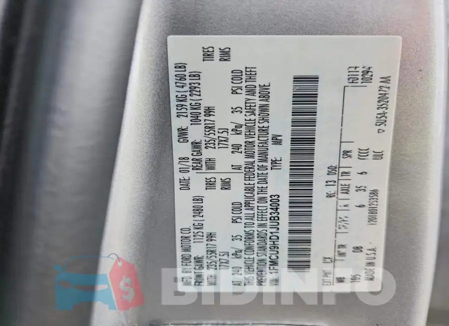 1FMCU9HD1JUB34003 Photo# 13