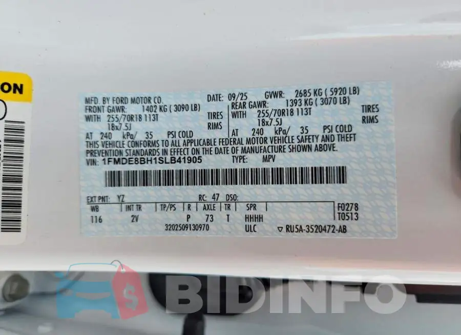 1FMDE8BH1SLB41905 Photo# 14