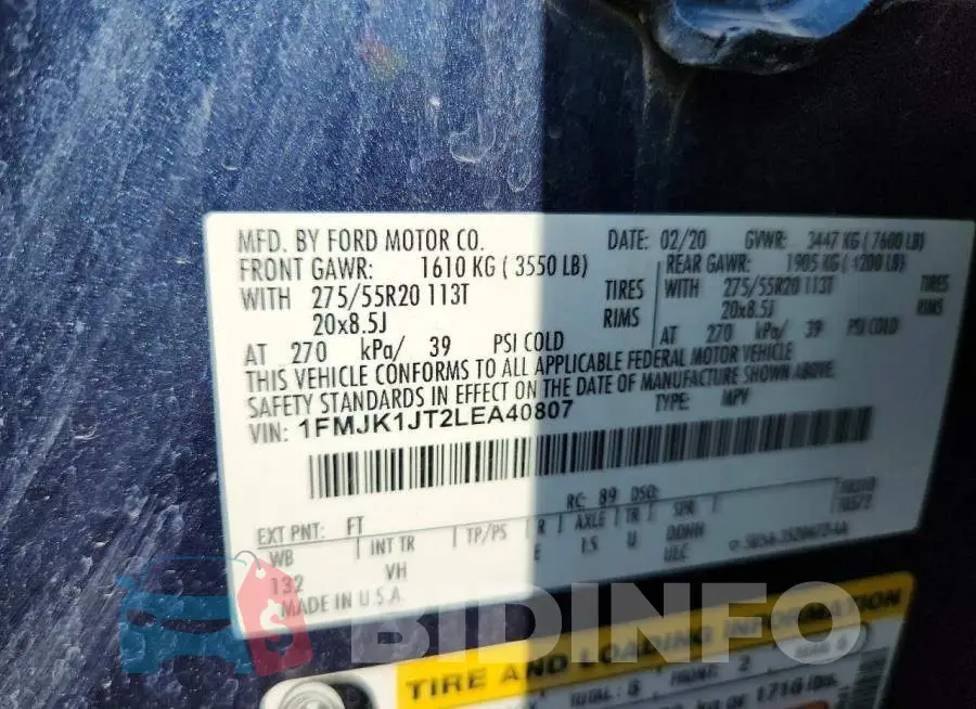 1FMJK1JT2LEA40807 Photo# 13