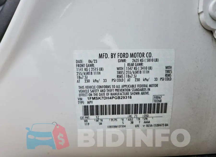 1FMSK7DH4PGB29318 Photo# 12