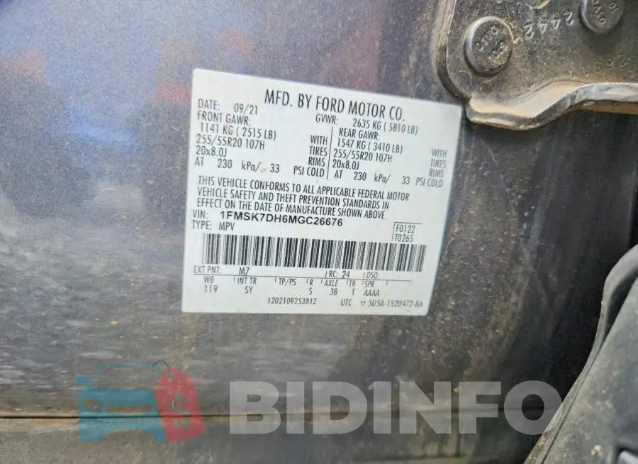 1FMSK7DH6MGC26676 Photo# 13