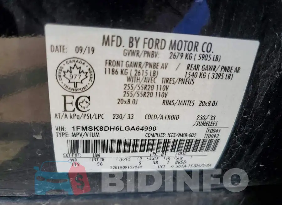 1FMSK8DH6LGA64990 Photo# 14