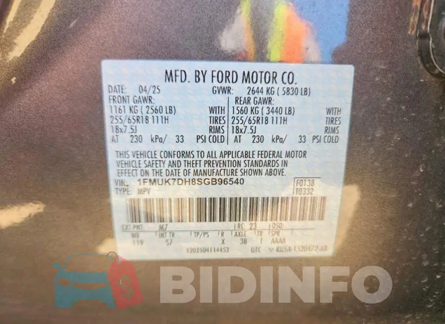 1FMUK7DH8SGB96540 Photo# 13