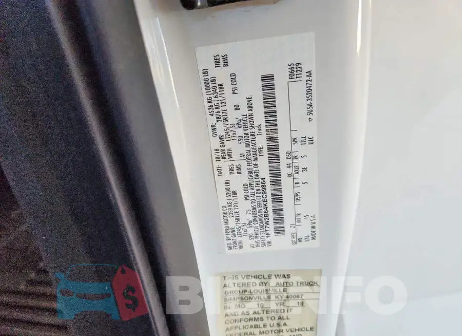 1FT7W2B64KEC99864 Photo# 12
