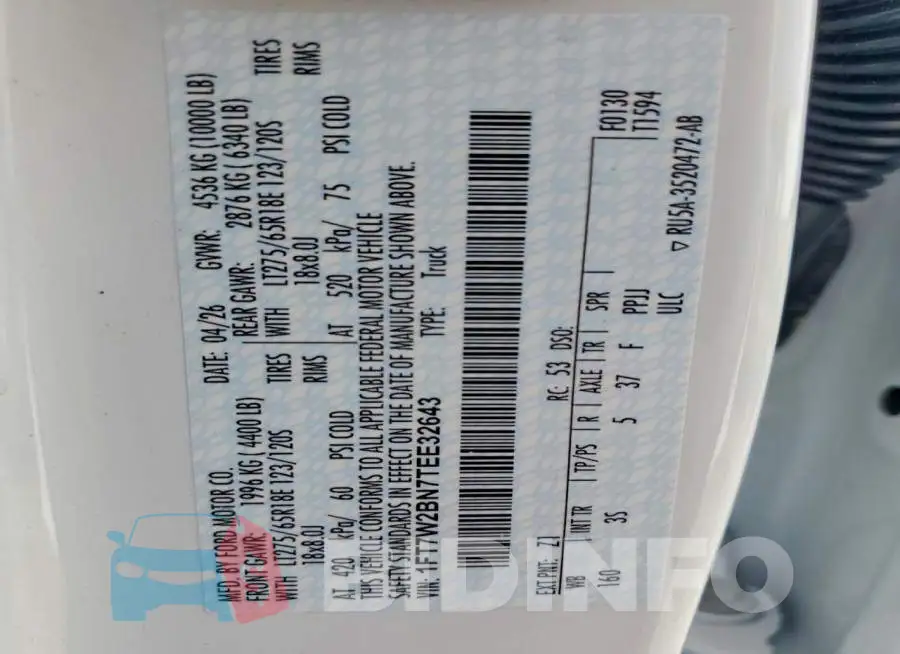 1FT7W2BN7TEE32643 Photo# 12