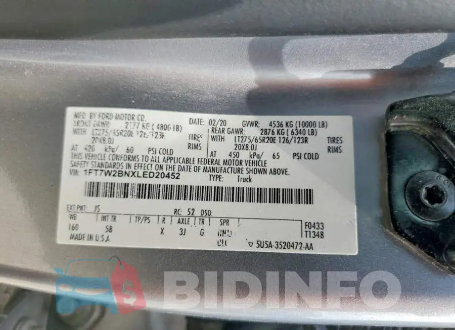 1FT7W2BNXLED20452 Photo# 12