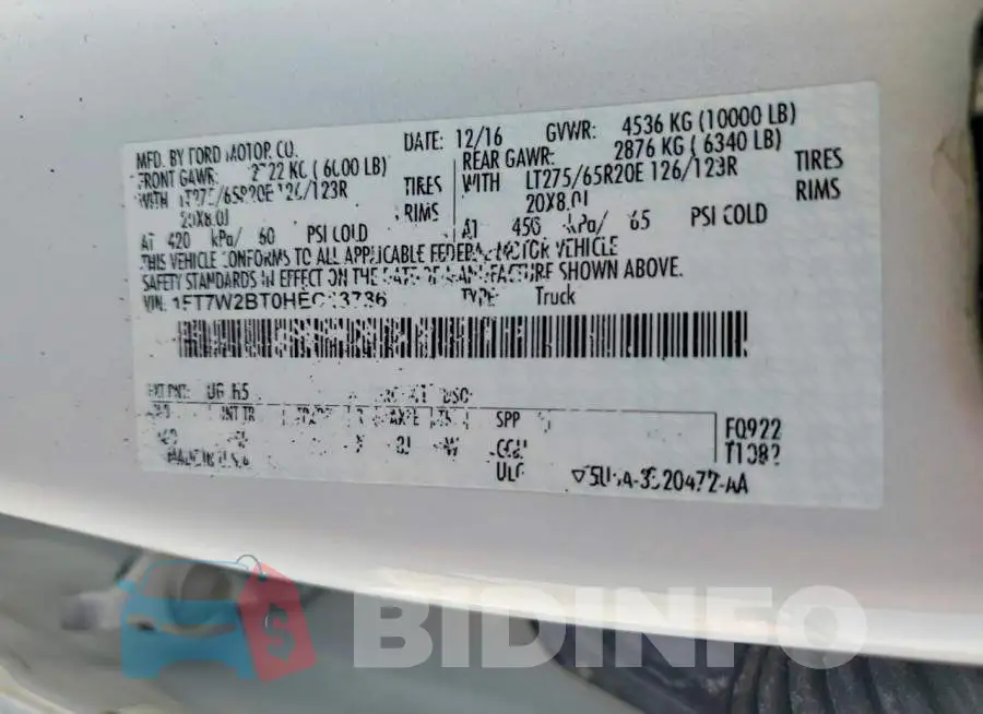 1FT7W2BT0HEC13786 Photo# 12