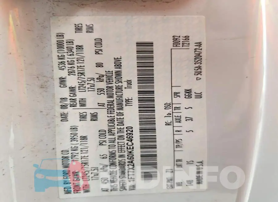 1FT7X2A60KEC46920 Photo# 12