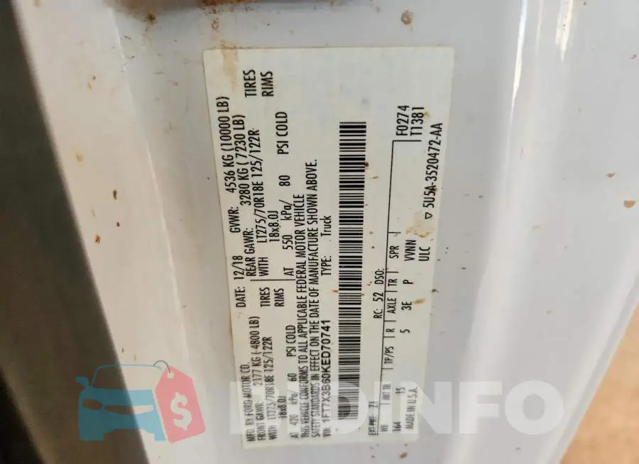 1FT7X3B60KED70741 Photo# 12