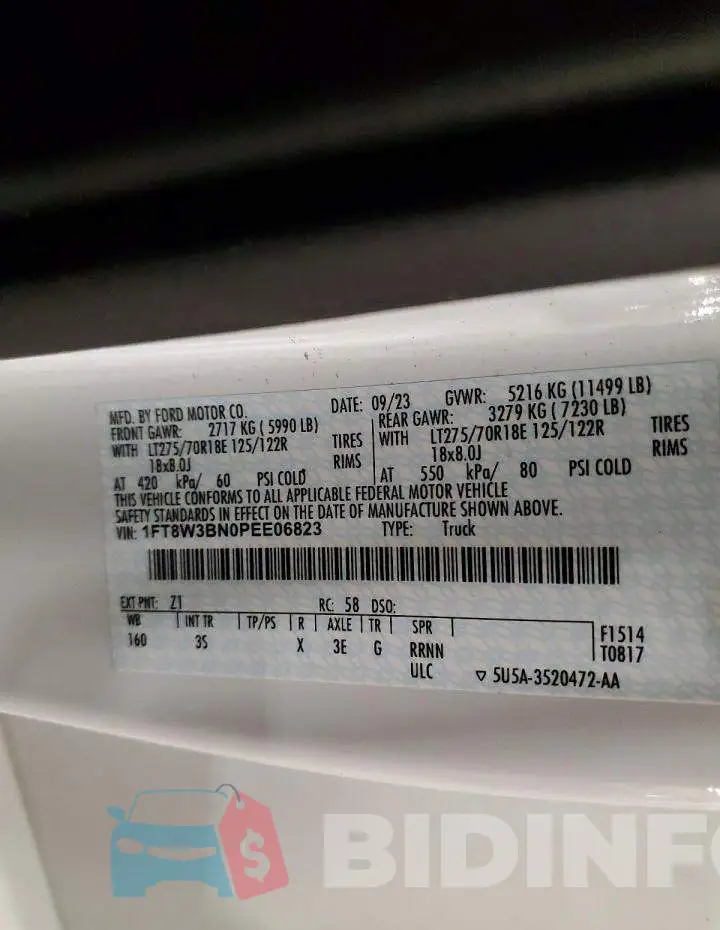 1FT8W3BN0PEE06823 Photo# 12