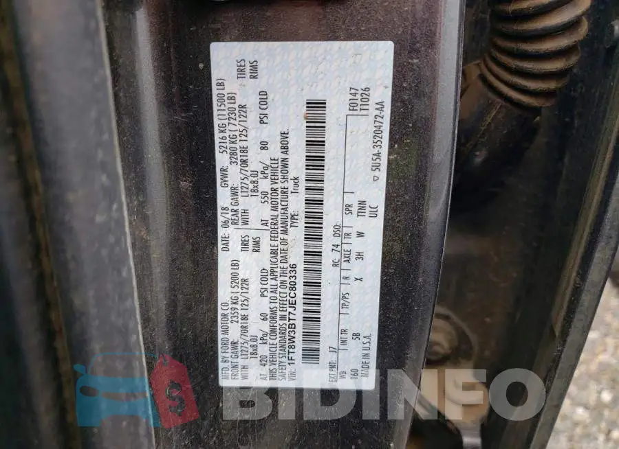 1FT8W3BT7JEC80336 Photo# 13