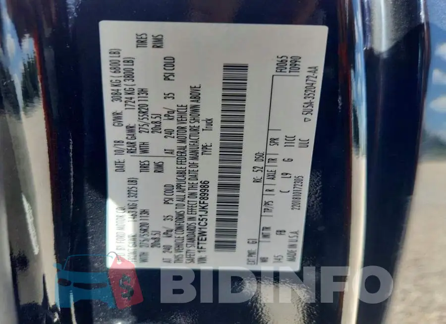 1FTEW1C51JKF89986 Photo# 12