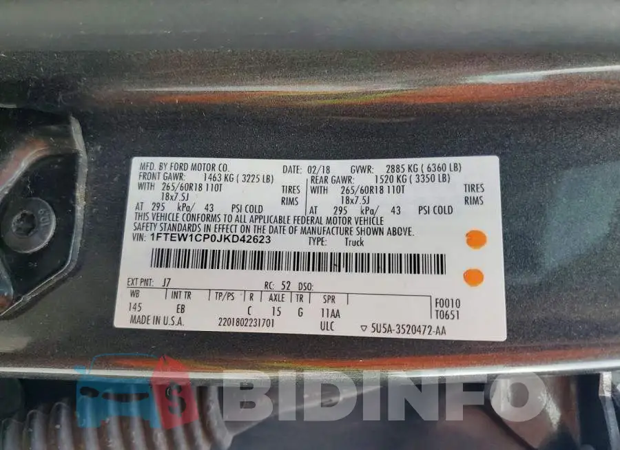 1FTEW1CP0JKD42623 Photo# 12