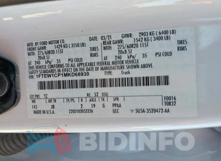 1FTEW1CP1MKD68930 Photo# 13