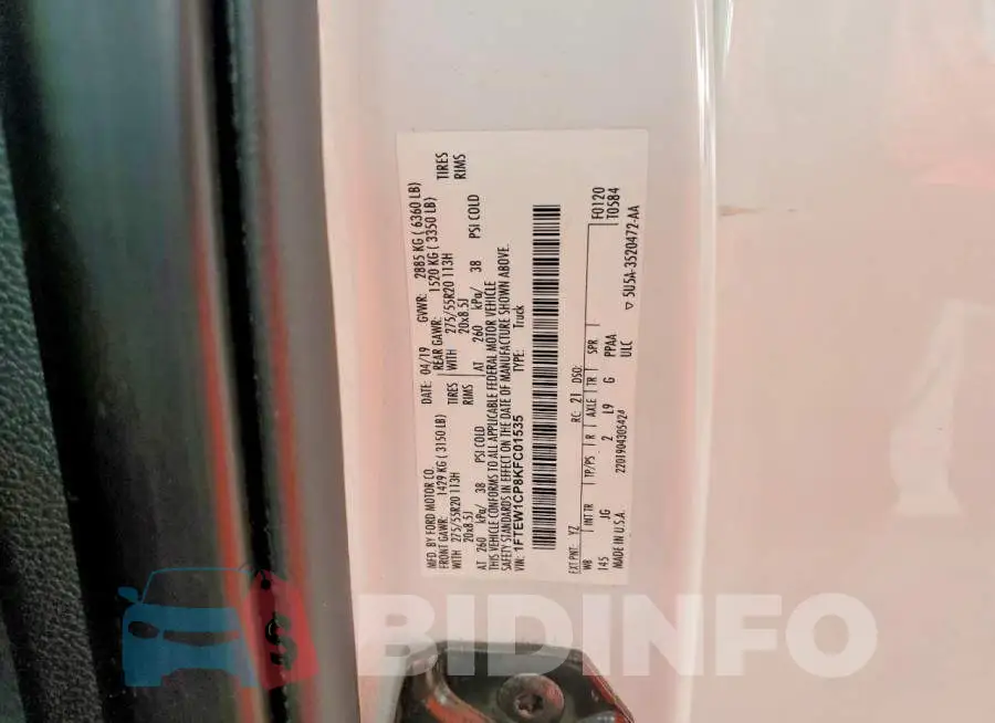 1FTEW1CP8KFC01535 Photo# 12