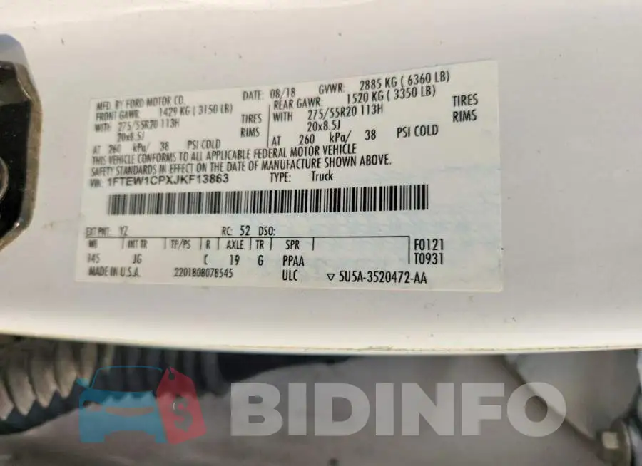 1FTEW1CPXJKF13863 Photo# 12