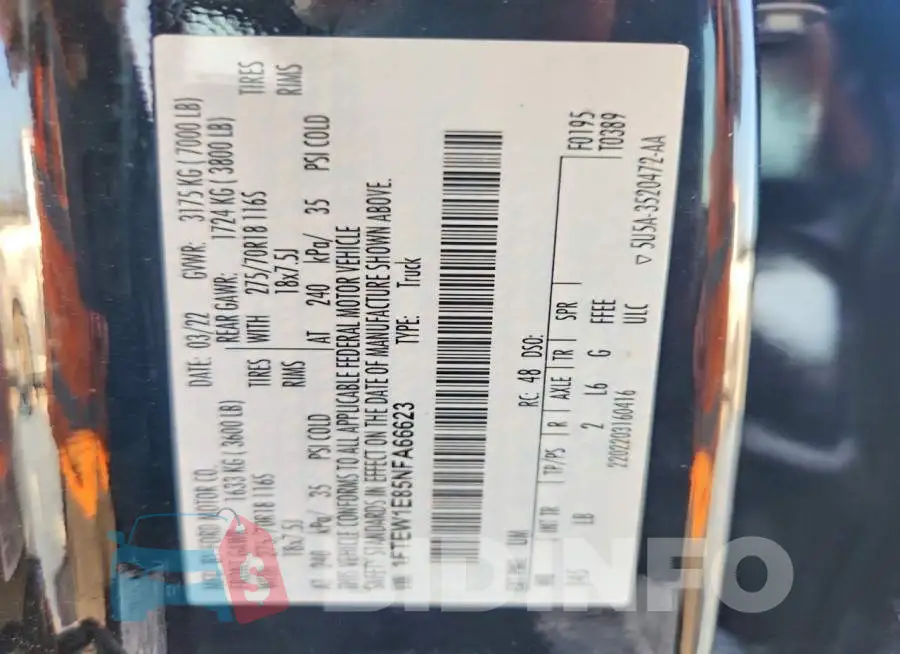1FTEW1E85NFA66623 Photo# 12